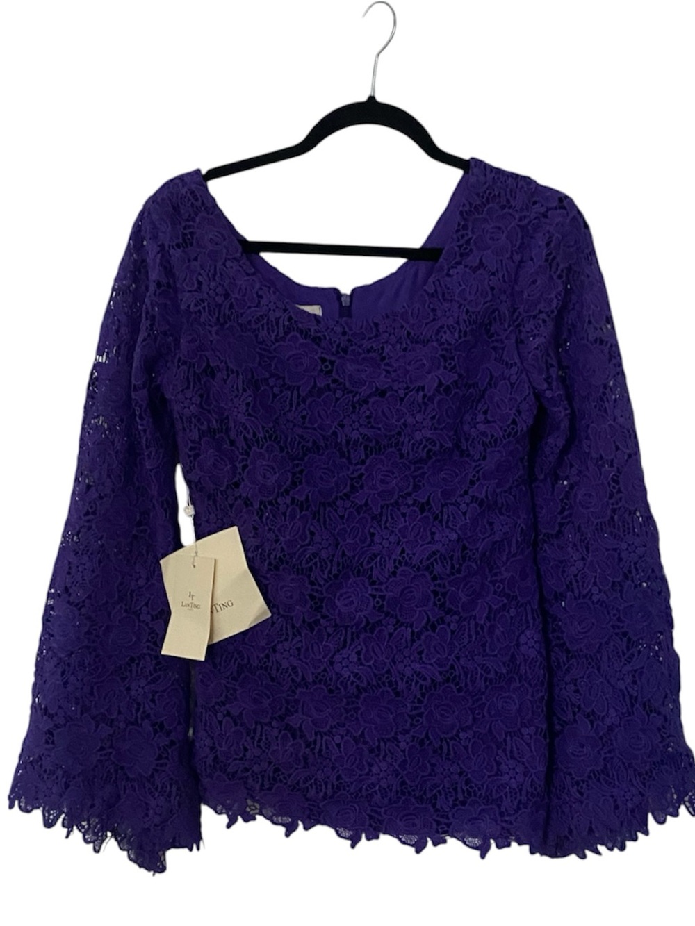 NWT LanTing TS Couture Purple Lace Long-Sleeve Women's Top See Measurements